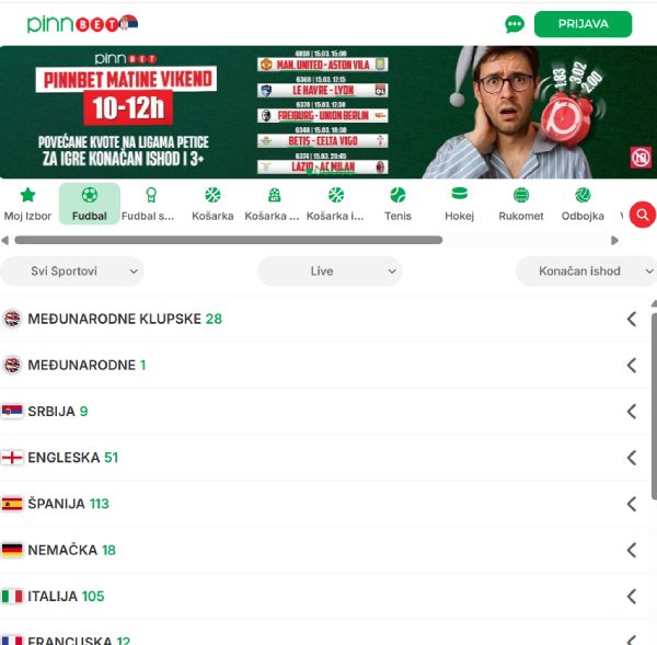 Pinnbet mobilna verzija